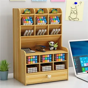 Minimal Wooden Desk Stationery Organizer