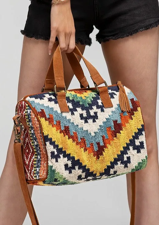 Mother Earth Ethnic Motif Boston Bag