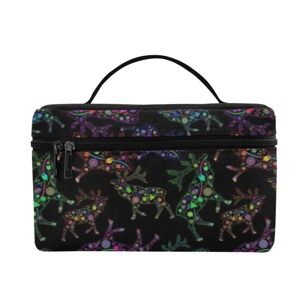 Neon Floral Elks Cosmetic Bag/Large