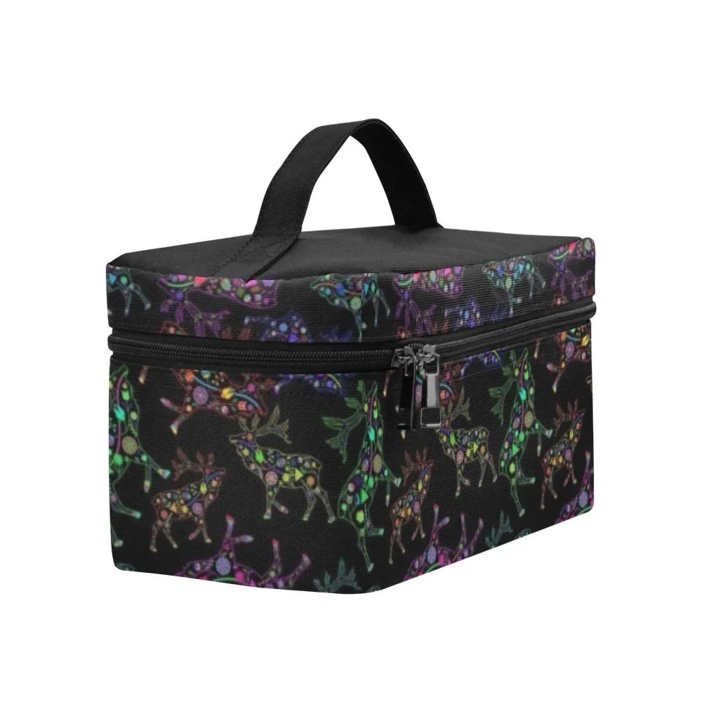 Neon Floral Elks Cosmetic Bag/Large