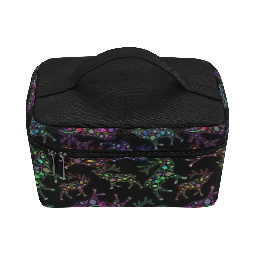 Neon Floral Elks Cosmetic Bag/Large