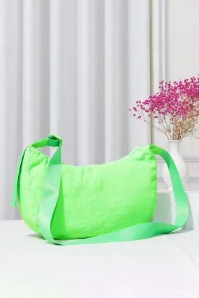 Neon Green Solid Nylon Sling Bag / Crossbody Bag