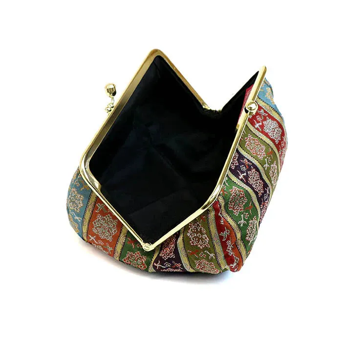 Nishijin-ori Small Pouch - Flower and Bird -, Made in Kyoto, Japan, Cosmetic Pouch, Makeup Pouch, Japanese Gamaguchi Pouch, Travel Toiletry Pouch, Stationery Pouch, Bag organizer, Bag in Bag