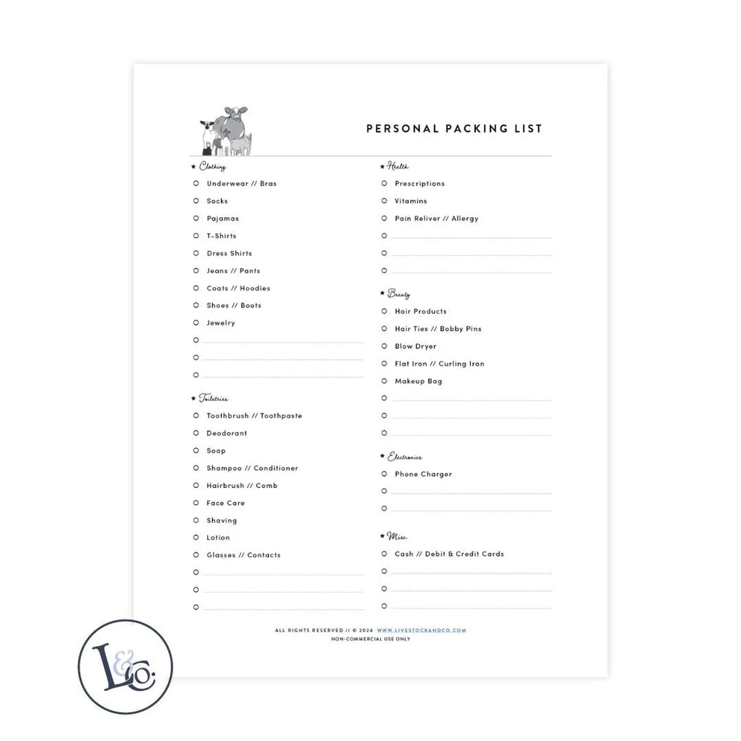 Packing List - Personal