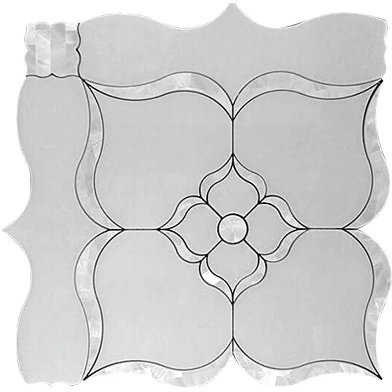 Pearl Flower White Marble & Mother Of Pearl Waterjet Mosaic Tile