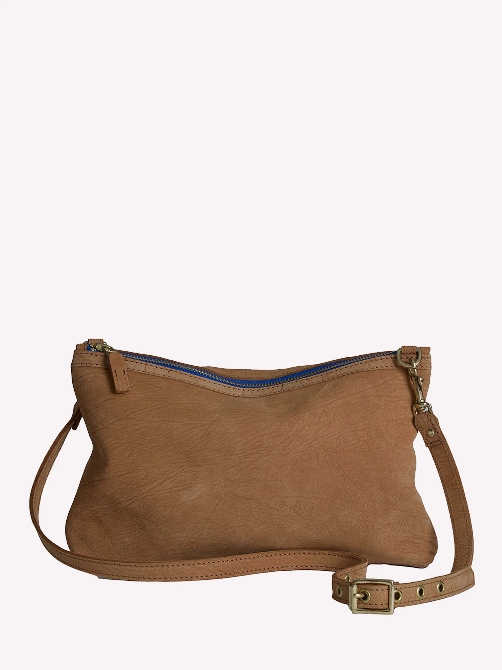 Peter Crossbody Bag in Nubuck - Cinnamon/Cerulean Blue