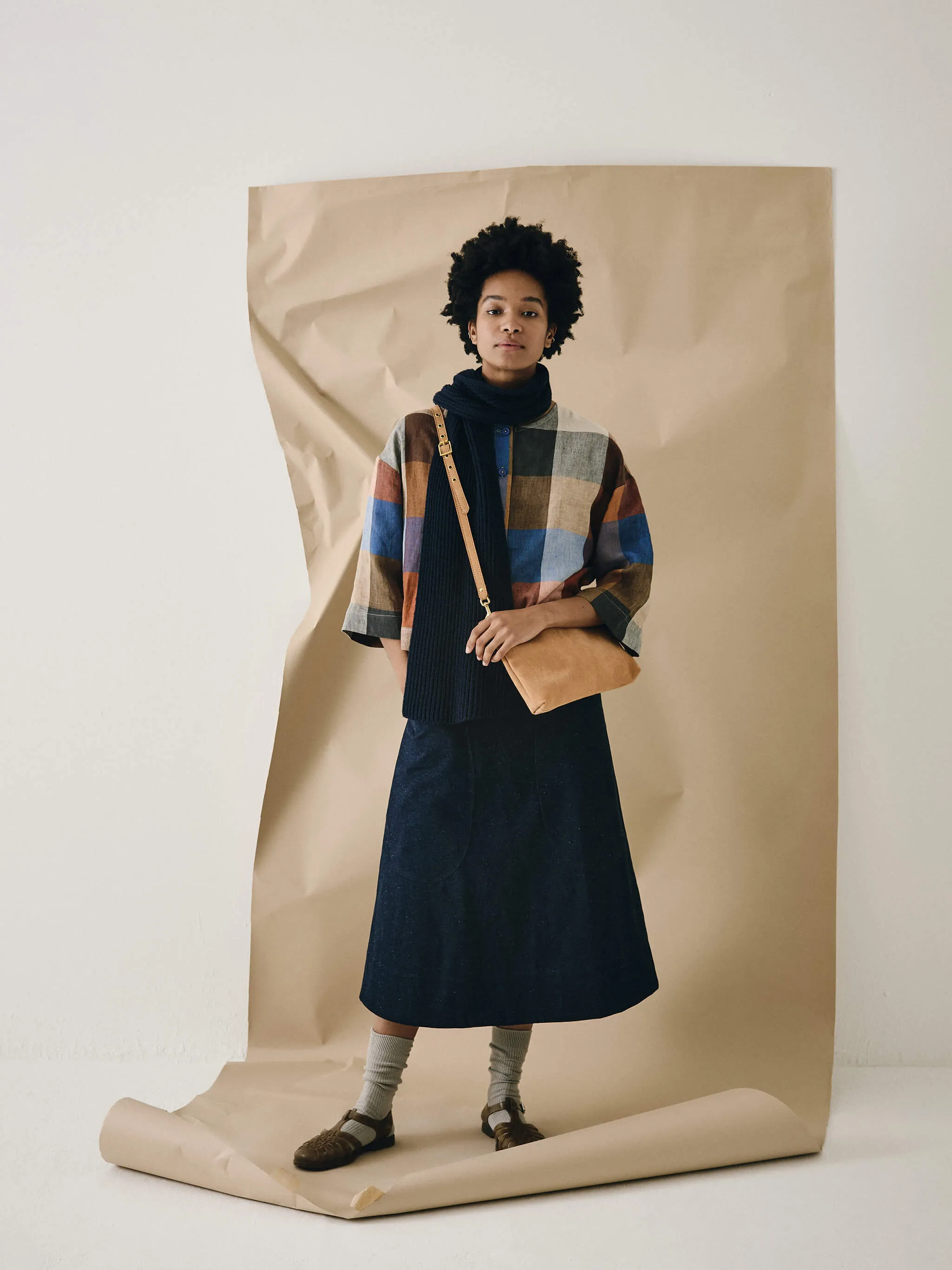 Peter Crossbody Bag in Nubuck - Cinnamon/Cerulean Blue