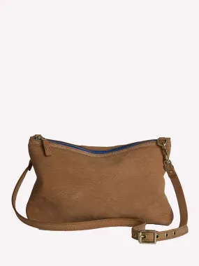 Peter Crossbody Bag in Nubuck - Cinnamon/Cerulean Blue
