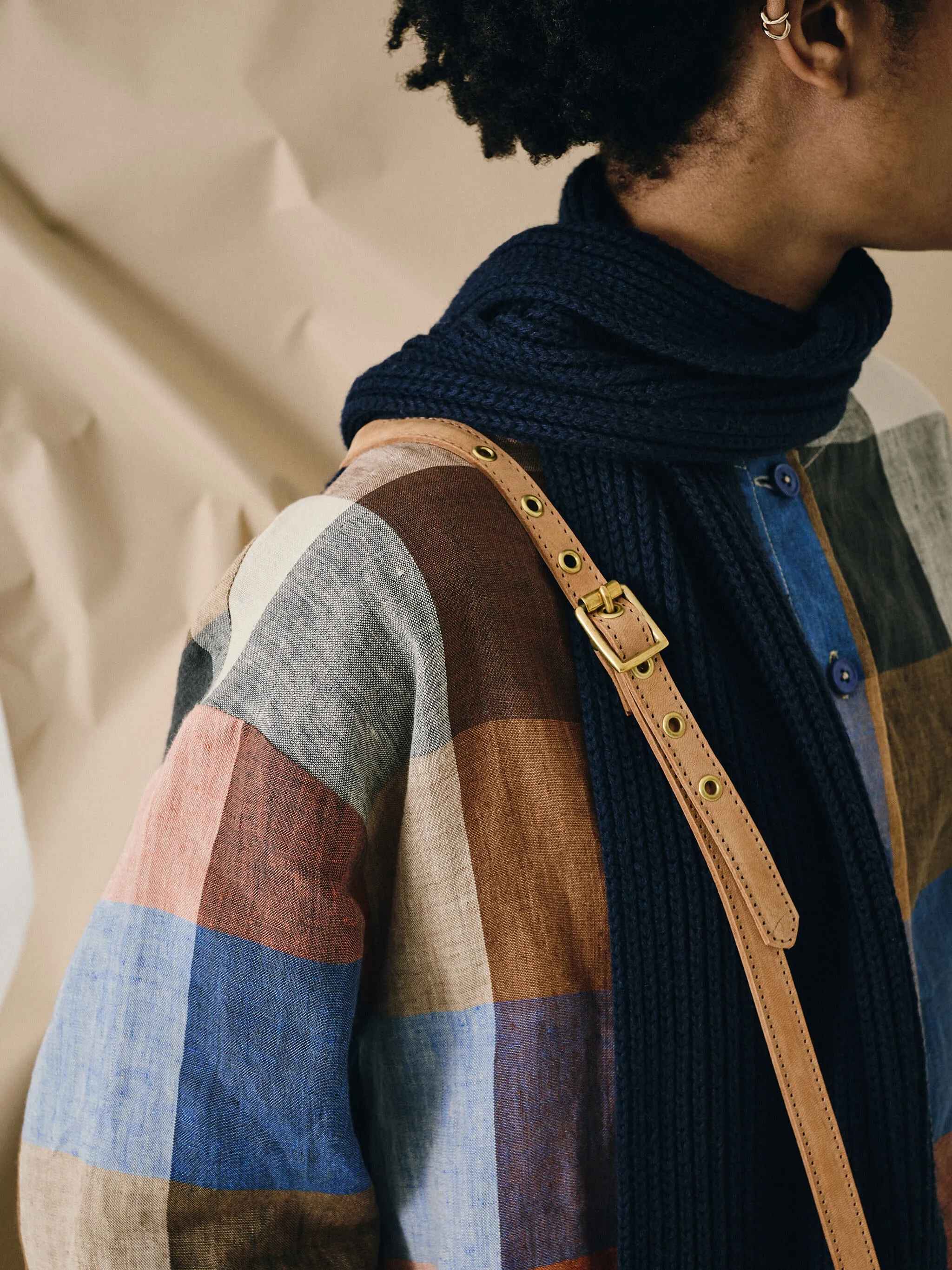 Peter Crossbody Bag in Nubuck - Cinnamon/Cerulean Blue