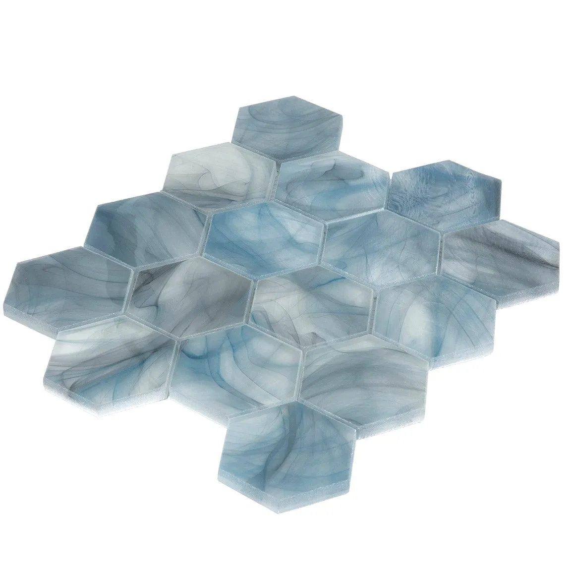 Sea Glass Hexagon Blue Mosaic Tile