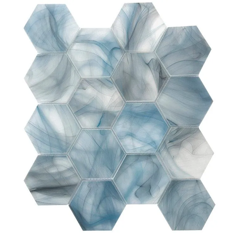 Sea Glass Hexagon Blue Mosaic Tile