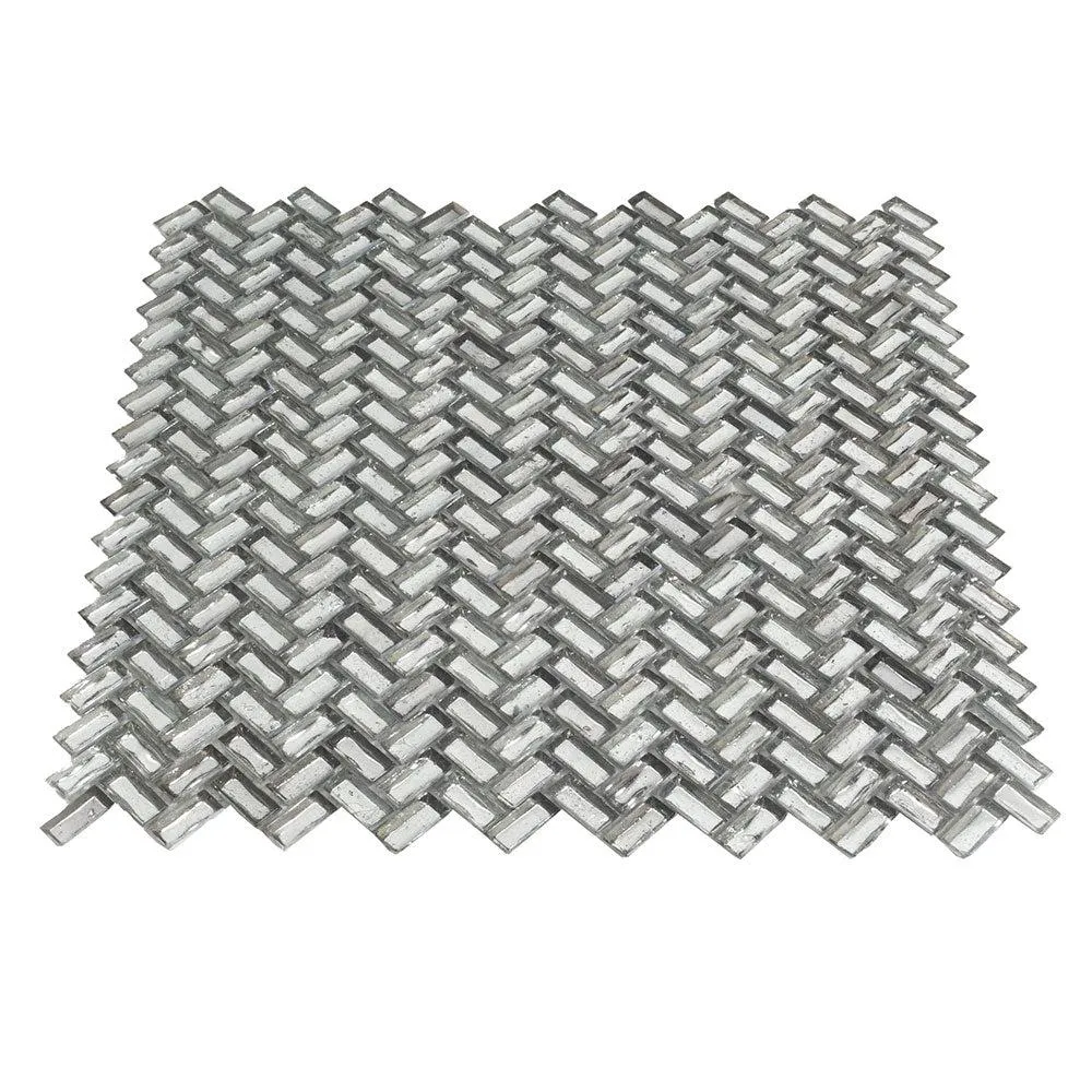 Silver Herringbone Mosaic Tile