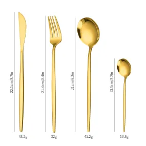 Stainless Steel Knife, Fork and Spoon 4-Piece Portuguese Stainless Steel Western Food Knife, Fork and Spoon 24-Piece Gift Box