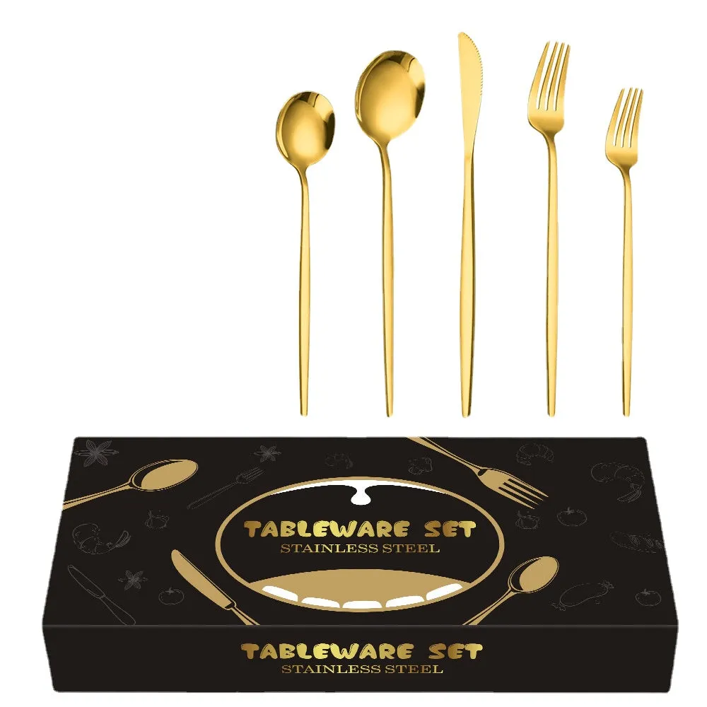 Stainless Steel Tableware Knife, Fork and Spoon 40-Piece Set Portuguese Tableware Steak Knife, Fork and Spoon 5-Piece Set