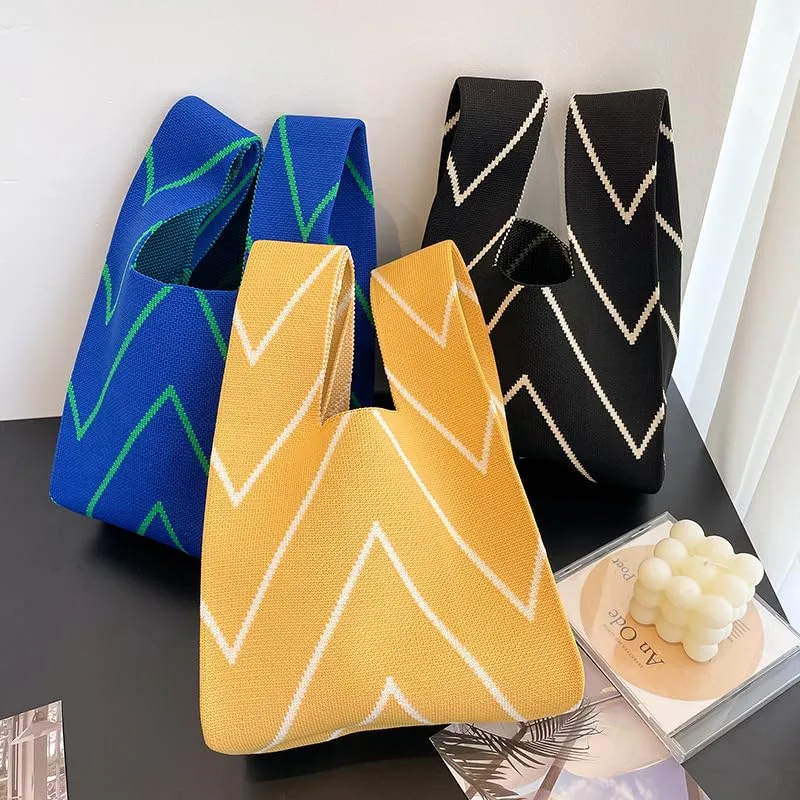 Stripe Wrist Handbag for Women