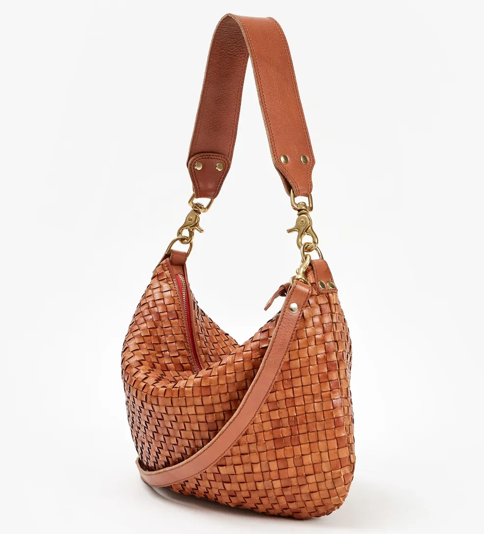 Tan Woven Messenger Bag