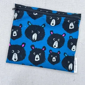 Teddy Bear Faces on Blue Reusable Sandwich Bag