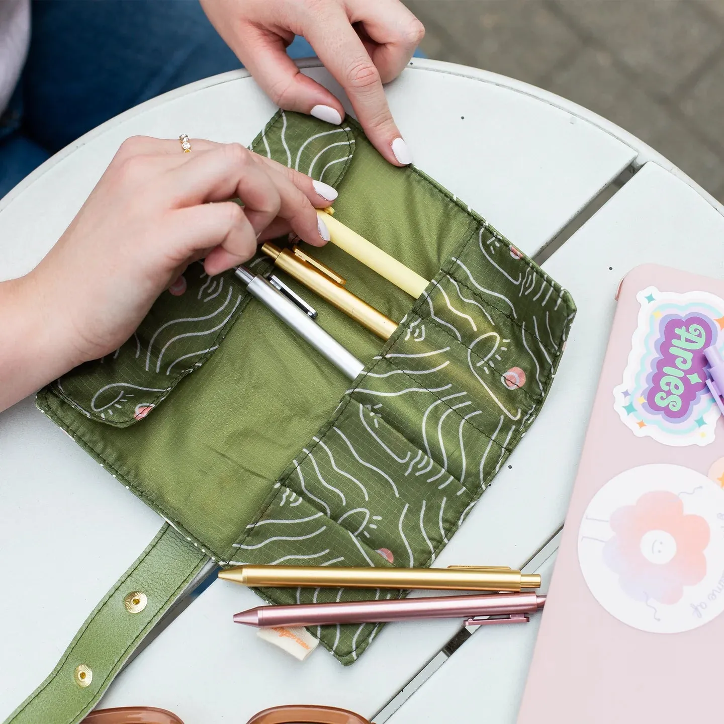 Vegan Leather Roll Up Makeup Bag • Small