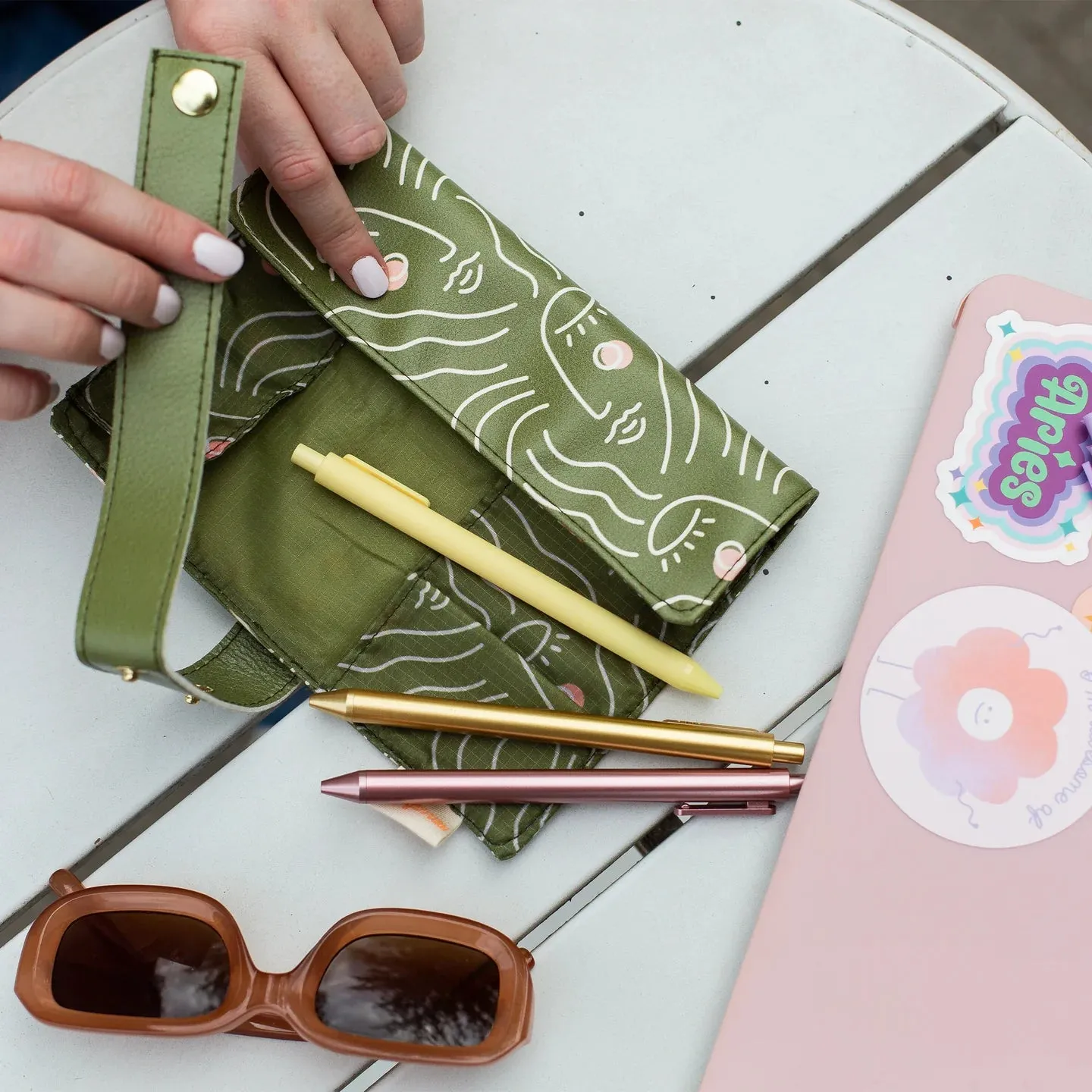Vegan Leather Roll Up Makeup Bag • Small