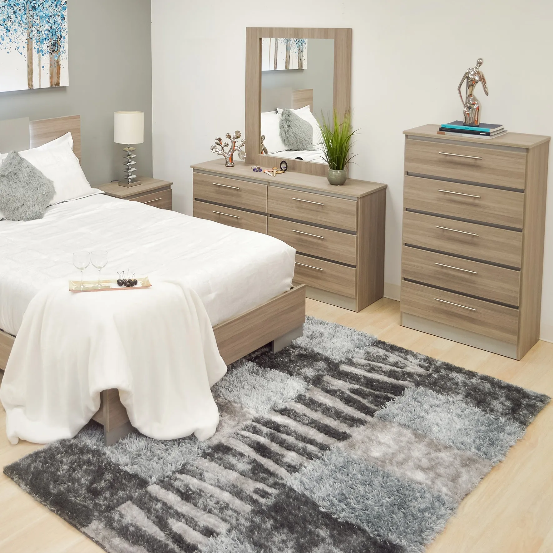 Walnut Veneer - 6 Drawers Dresser